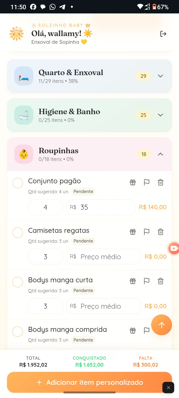 Tela de lista por categorias